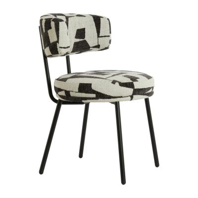 Scaun de dining negru/crem tapițat Harvie – Light & Living