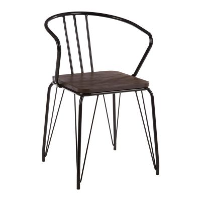 Scaun de dining negru/în culoare naturală din lemn de ulm District – Premier Housewares