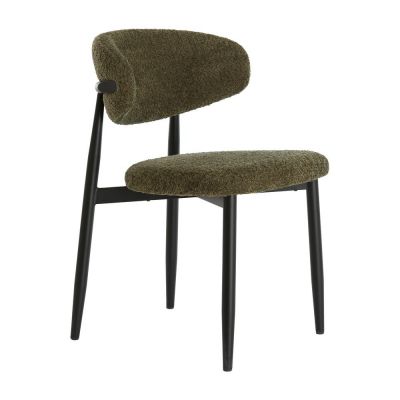 Scaun de dining verde închis tapițat Eniola – Light & Living