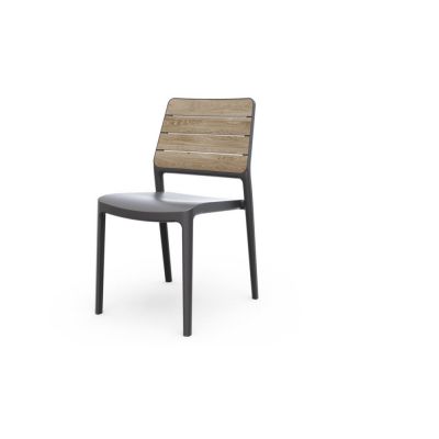 Scaun de grădină gri închis/maro din plastic Deco Porto – Keter