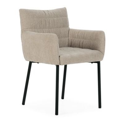 Scaun de living bej cu cotiere tapițat Naomi – MOME