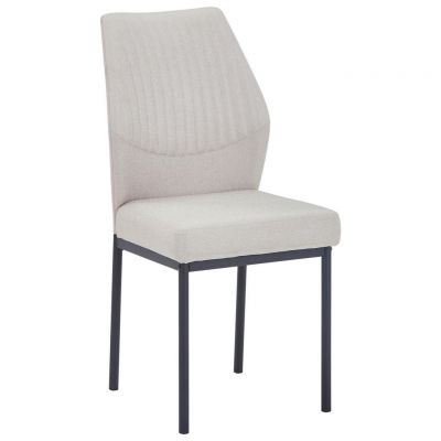 Scaun din metal, textil, negru, bej
