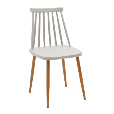 Scaun dining Aurora, Alb-Natural, polipropilena si metal, 42x50x77 cm