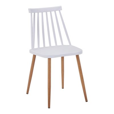 Scaun dining Aurora, Alb-Natural, polipropilena si metal, 42x50x77 cm