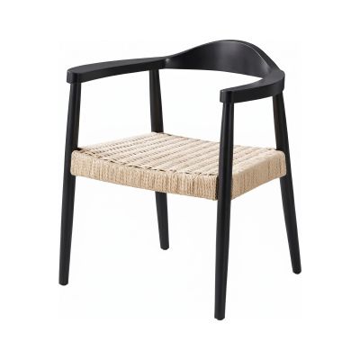 Scaun dining cu șezut împletit Nordic Wood Black