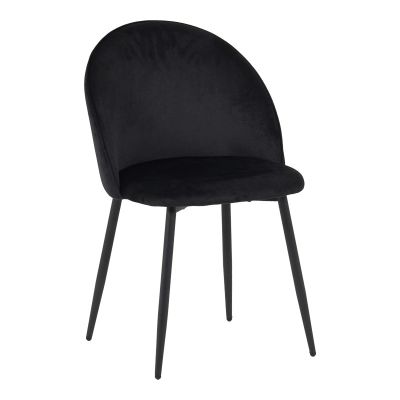Scaun elegant din catifea pentru birou Perch, Metal, Negru, 50x43x82 cm