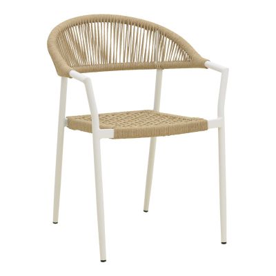 Scaun exterior Ammos, Alb-Natural, 56x62x82 cm