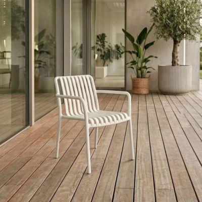 Scaun pentru gradina Valoro, Homla, 54.50x58.50x81 cm, plastic, alb