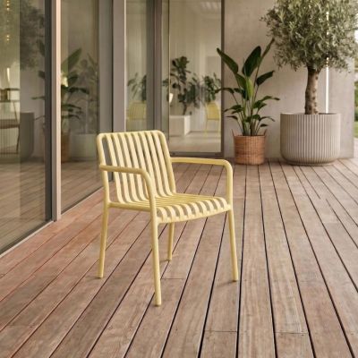 Scaun pentru gradina Valoro, Homla, 54.50x58.50x81 cm, plastic, galben