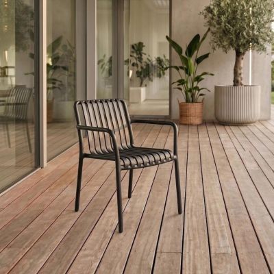 Scaun pentru gradina Valoro, Homla, 54.50x58.50x81 cm, plastic, maro inchis