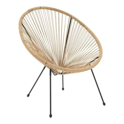 Scaun scoica de gradina, Acapulco, Negru-Natural, 68.5x74.5x84 cm