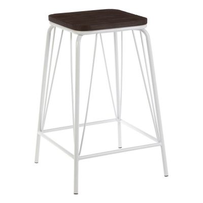 Scaun tip taburet alb/în culoare naturală închisă din lemn de ulm District – Premier Housewares