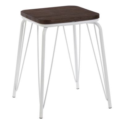 Scaun tip taburet alb/în culoare naturală închisă din lemn de ulm District – Premier Housewares