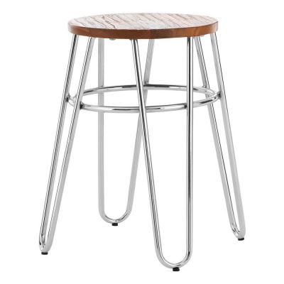 Scaun tip taburet argintiu/în culoare naturală din lemn de ulm District – Premier Housewares