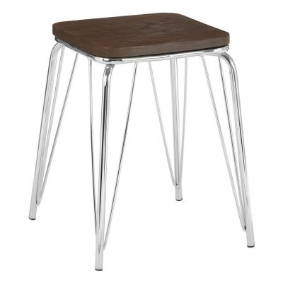 Scaun tip taburet argintiu/în culoare naturală din lemn de ulm District – Premier Housewares