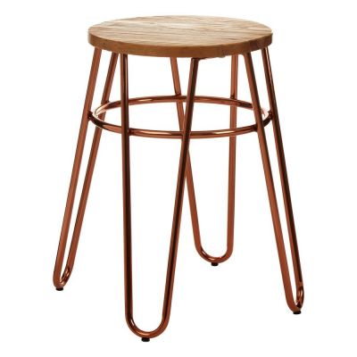 Scaun tip taburet în culoare naturală/roz auriu din lemn de ulm District – Premier Housewares