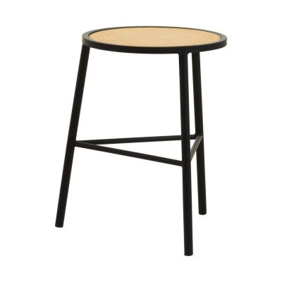 Scaun tip taburet negru/în culoare naturală din ratan Depok – Premier Housewares