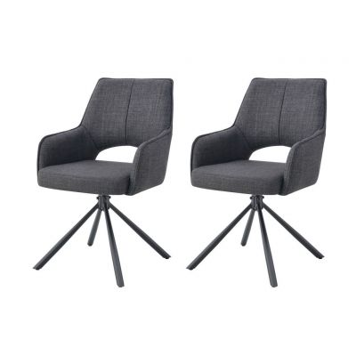 Set De Scaune Cu Brațe din textil, antracit