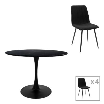 Set de sufragerie cu masă și scaune Balou-Noor, și, Negru, 120x73 cm
