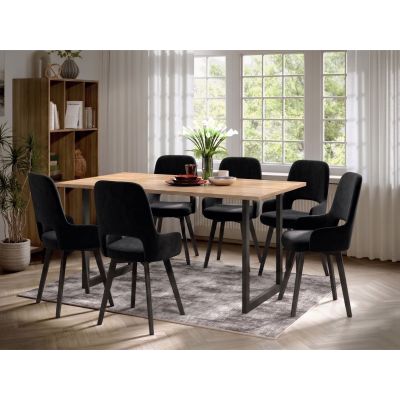 Set Masa Olive + 6 Scaune Berna Catifea Negru