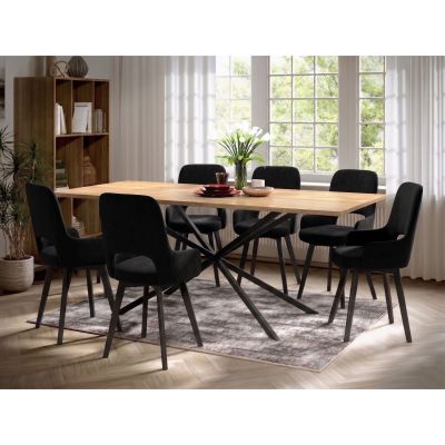 Set Masa Otis + 6 Scaune Berna Catifea Negru