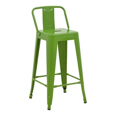 Taburet de bar cu spatar de inaltime medie Utopia din metala, antracit, 42x42x86 cm