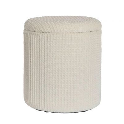 Taburet din textil, crem