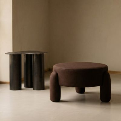 Taburet Ollera, Homla, 65x36 cm, MDF/poliester, maro inchis
