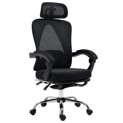 Director scaun de birou cu suport pentru picioare, plasa, negru, 62x124x58 cm - Negru