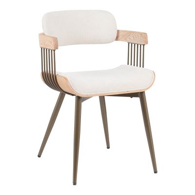 Fotoliu Cameo cu design metalic, stil bronz-alb-spalat-bej, 53x49x75 cm - Bronz