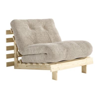 Fotoliu crem extensibil de tip futon cu tapițerie din catifea reiată Roots – Karup