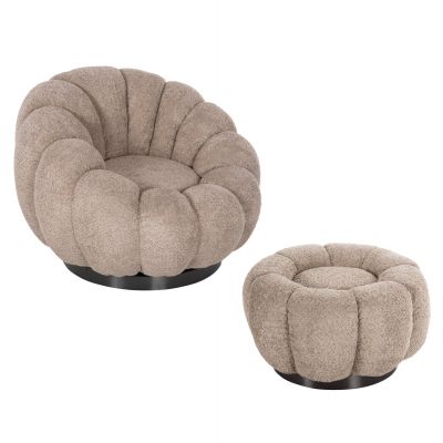 Fotoliu cu taburet TEROMA BOUCLE - Beige