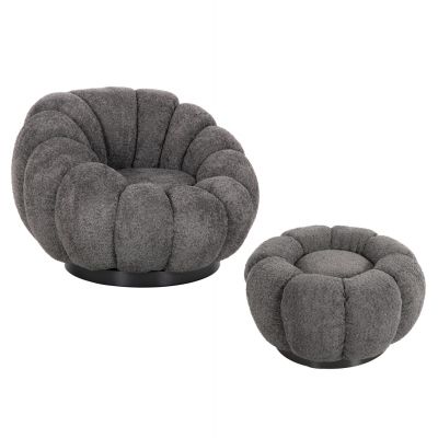 Fotoliu cu taburet TEROMA BOUCLE - Grey