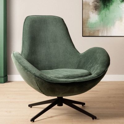 Fotoliu Lunaire, Homla, 86x76x87 cm, metal/catifea din poliester, verde