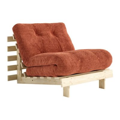 Fotoliu teracotă extensibil de tip futon cu tapițerie din catifea reiată Roots – Karup