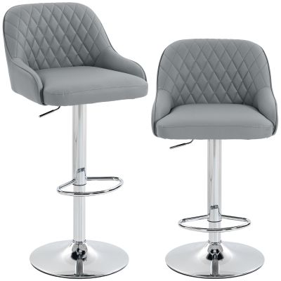 HOMCOM Set de 2 Scaune de Bar Rotative Reglabile pentru Bucătărie, Gri Deschis | Aosom Romania