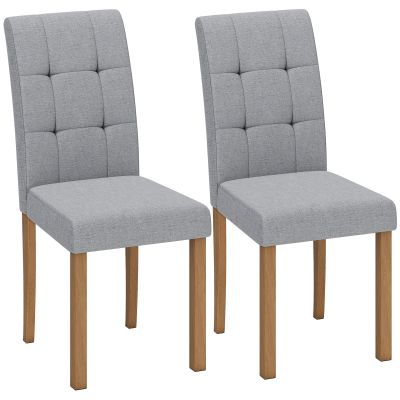 HOMCOM Set de 2 scaune pentru sufragerie, scaun de bucătărie modern cu șezut căptușit din țesătură cu aspect de in, gri deschis | Aosom Romania