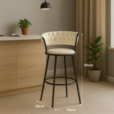 Scaun bar Alkia, Bej, 50x56x95 cm - Bej