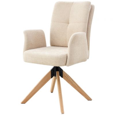 Scaun Cu Brațe din lemn, metal, textil, bej