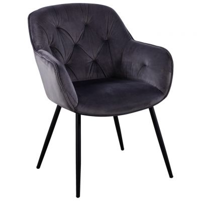Scaun Cu Brațe din textil, metal, negru, gri