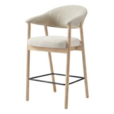 Scaun de bar crem/în culoare naturală cu cotiere tapițat (înălțime șezut 67 cm) Elk – Unique Furniture