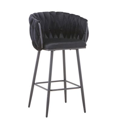 Scaun de bar Vivian, catifea si metal, 57x50x100 cm - Negru