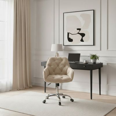 Scaun de birou Fussy, Homla, 61x57x80-90 cm, metal/poliester, bej