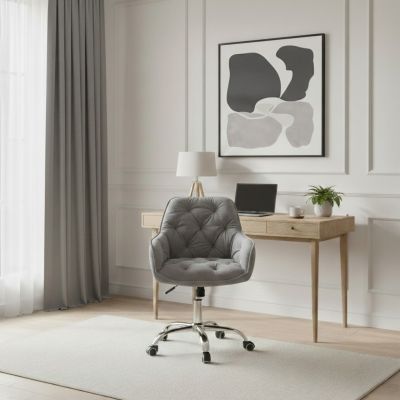 Scaun de birou Fussy, Homla, 61x57x80-90 cm, metal/poliester, gri