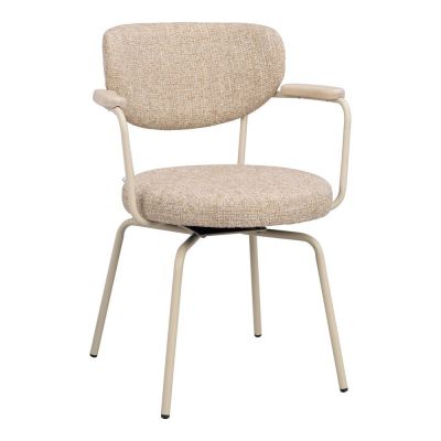 Scaun de dining bej/crem cu cotiere din metal Merrick – Rowico