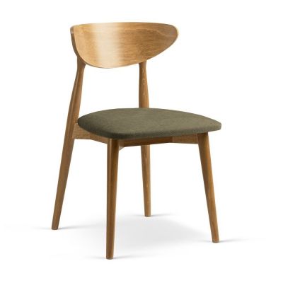 Scaun de dining kaki/în culoare naturală stivuibil din lemn de fag Leon – Micadoni