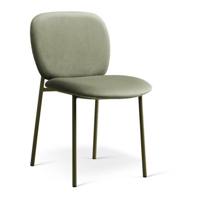 Scaun de dining verde salvie stivuibil tapițat Caroline – Micadoni