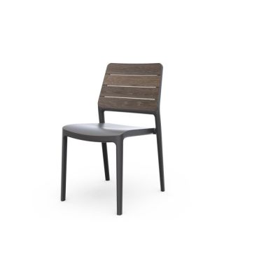Scaun de grădină gri închis/maro închis din plastic Deco Porto – Keter