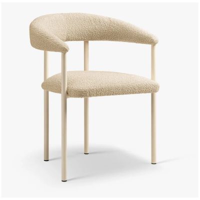 Scaun de living crem cu cotiere tapițat Lea – Micadoni