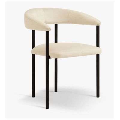 Scaun de living negru/crem cu cotiere tapițat Lea – Micadoni